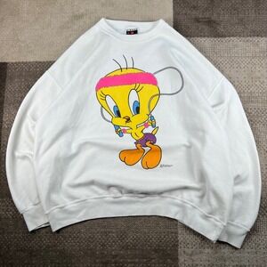 Vintage 1993 Tweety Bird Jump Rope Looney Tunes Sweatshirt Adult XXL White USA